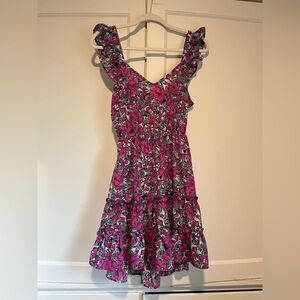 SHEIN Floral Ruffle Sleeve Tie Back Dress